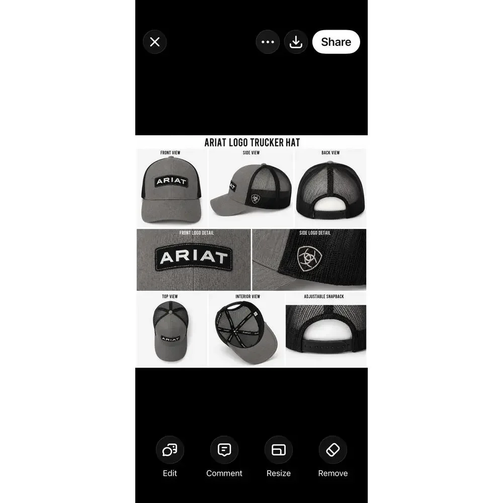 Ariat Trucker Hat Gray and Blsck